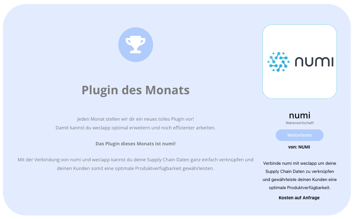 numi ist weclapp App des Monats