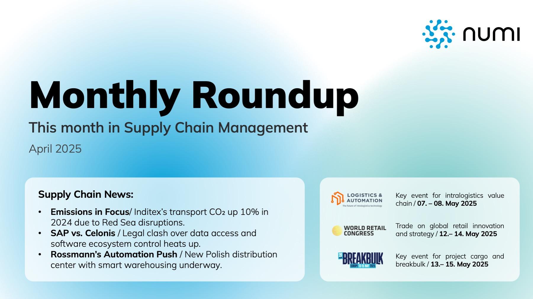 Monthly Roundup - Inditex’s Emissions Spike, SAP vs. Celonis Lawsuit, and Rossmann’s Logistics Expansion